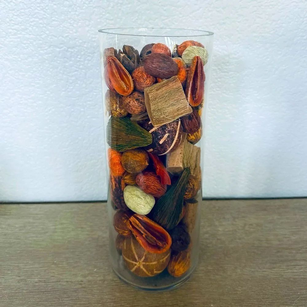 Glass Cylinder Vase & Fall Filler Decor